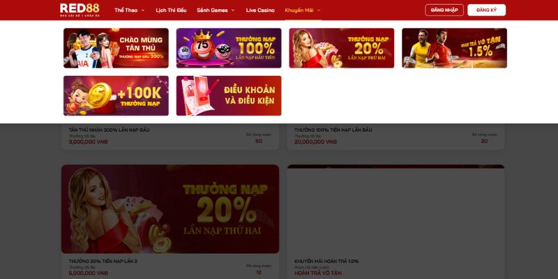Các khuyến mãi nổi bật tại nhà cái RED88